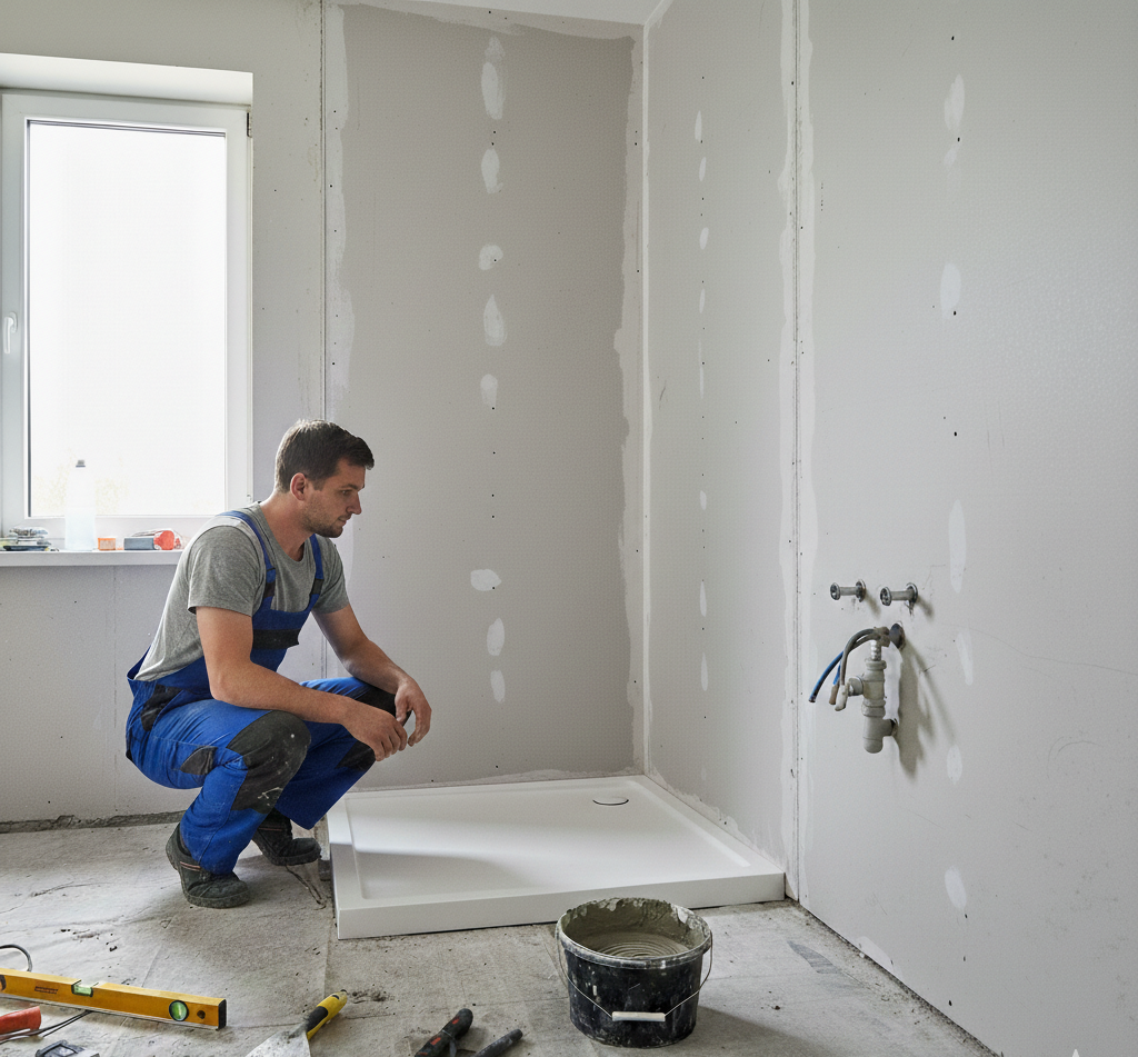 pose de receveur douche