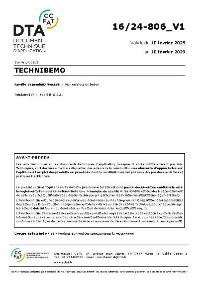 Avis technique TECHNIBEMO photo