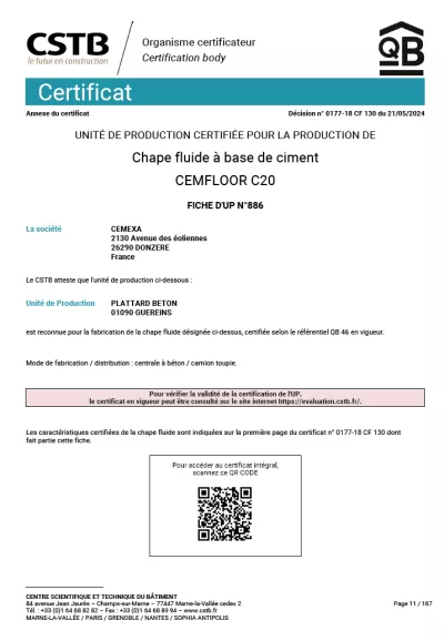 QB Chape fluide CEMFLOOR photo