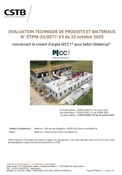 MATERRUP - Evaluation technique de Produits et matériaux 22/077 photo